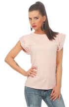 Shirt mit Nieten-Verzierung an den Ärmeln - rosa