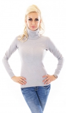Rollkragen-Pullover mit Nietenverzierung in grau