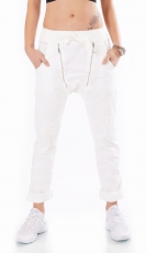 Moderne Baggy-Hose mit Zierzippern in weiß