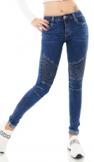 Sexy Skinny-Jeans mit Crinkle-Partien und Zierzipper - blue washed