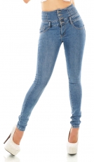 Figurbetonte High Waist Jeans im Corsage Look - blue washed