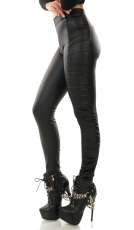 High Waist Thermo-Leggings im Wetlook - schwarz