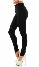 Figurbetonte High Waist Jeans im Corsage Look - schwarz