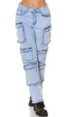 Hippe High Waist Cargo Jeans im lässiger Schnittform - light blue