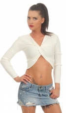 Bolero-Shirt in sexy Wickel-Optik - creme