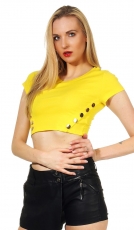 Bauchfreies Shirt mit modischen Deko-Knöpfen - yellow sun