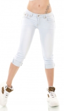 Capri-Jeans im Flap Pokets Style mit Kontrastnähten in light blue