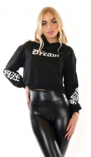 Lässiges Sweatshirt mit Hoodie und frechen Prints in schwarz
