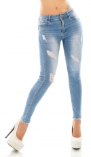 Sexy Push Up Skinny Used Jeans - blue washed