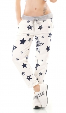 Freizeithose im modischen Baggy-Style mit Sternen Print in weiß