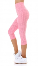 Figurbetonte 3/4 Push Up Leggings im High Waist-Look - rosa