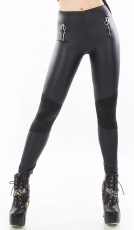 Sexy High-Waist-Leggings im Wetlook mit Zierkzippern - schwarz