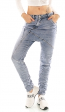 Lässige Baggy-Jeans mit Diagonal-Zipper in light blue