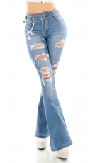 High Waist Bootcut Jeans mit Vintage-Effekten in light blue