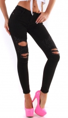 Slim Fit Skinny-Jeans im Destroyed-Look - schwarz