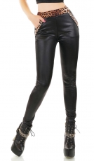 Wetlook Thermo-Leggings mit verschiedenen Leo-Einsätzen - schwarz