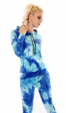 Schöner Nicki-Anzug im Batik-Look - blau