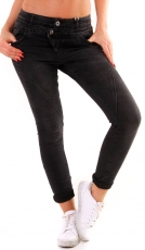 Vintage-Jeans mit doppelten Bund in black washed