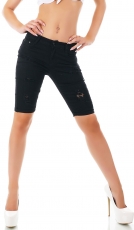 Süsse Capri-Jeans-Hose mit Vintage-Effekten in schwarz