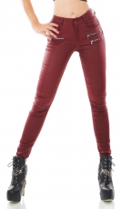 Sexy Jeans-Hose mit Zier-Zippern - bordeaux