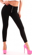 Sexy Skinny-Jeans mit Button-Leiste in schwarz