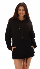 Warmer Oversize Sweat-Pullover mit Kapuze - schwarz