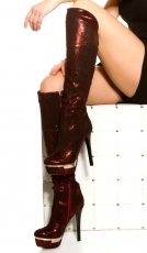 Stiefel mit edlem Glamour-Effekten in schwarz / rot