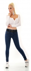 Basic Röhren-Jeans mit breitem Stretch-Gürtel in dark blue Basic Röhren-Jeans mit breitem Stretch-Gürtel in dark blue