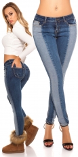 Skinny Jeans im modischen Bi-Color Design - blue washed