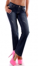 Stretch Bootcut Jeans in dezenten Abriebstellen - dark blue