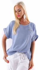 Legeres Shirt mit Glamour-Effekten - blau
