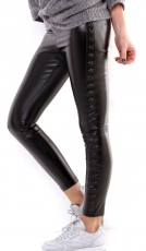 Sexy Wetlook-Treggings mit Sternen-Borde - schwarz