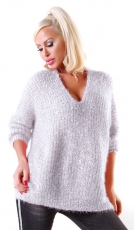 Kuscheliger Grobstricklpullover mit dezentem Glamour-Effekt in stone