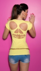 Sexy Party-Shirt mit Skull-Cutouts und Nieten-Verzierung - yellow sun