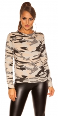 Legerer Sweat-Pullover im Armylook - camouflage