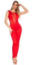Figurbetonter Overall mit sexy Ausschnitt in rot
