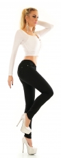 Sexy Skinny Jeans mit Schleifen-Applikation in schwarz Sexy Skinny Jeans mit Schleifen-Applikation in schwarz
