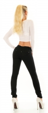 Sexy Skinny Jeans mit Schleifen-Applikation in schwarz Sexy Skinny Jeans mit Schleifen-Applikation in schwarz