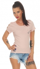 Modernes Kurzarm-Shirt mit frechem Cutouts - altrosa