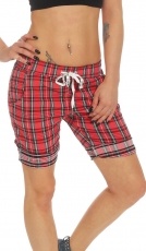 Baumwoll-Shorts im modischen Karo-Look - rot